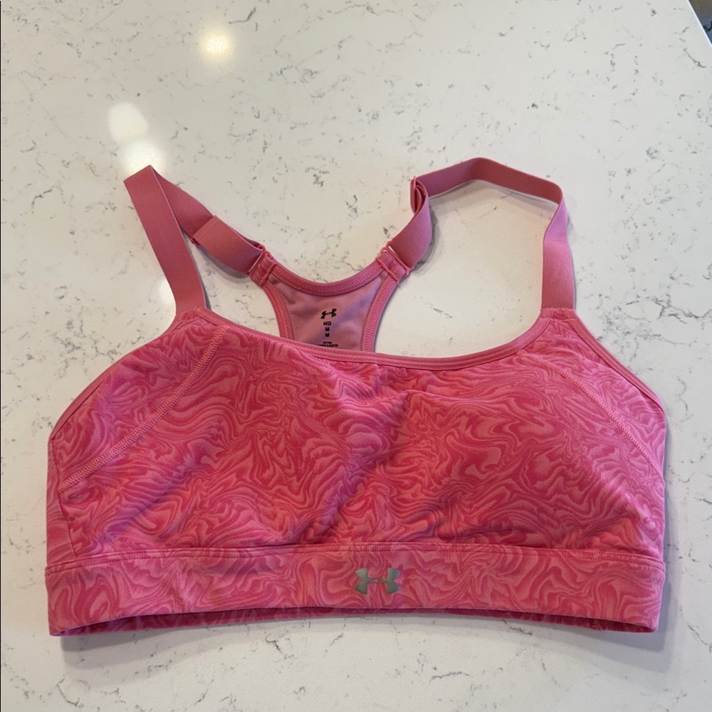 Under Armour Women's Swirl Pattern Pink Sports Bra
